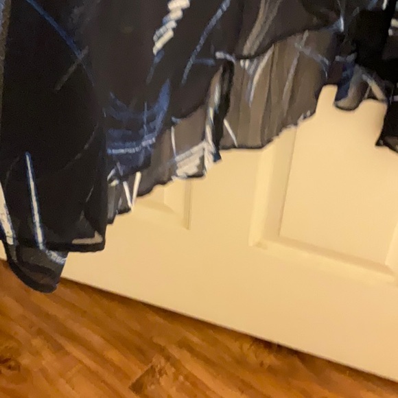 DKNY Blue/Black Wrap Sundress Sleeveless V-neck! High-Low Hemline! - Picture 4 of 8